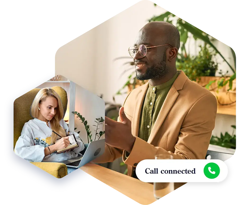 Two people in an online therapy session - human connection at the heart of mental health support UK